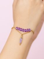 Women's Gold Double Layered Bead Bracelet - Purple