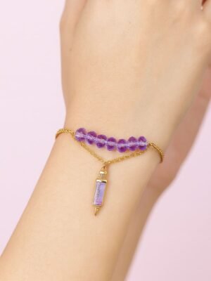 Women's Gold Double Layered Bead Bracelet - Purple