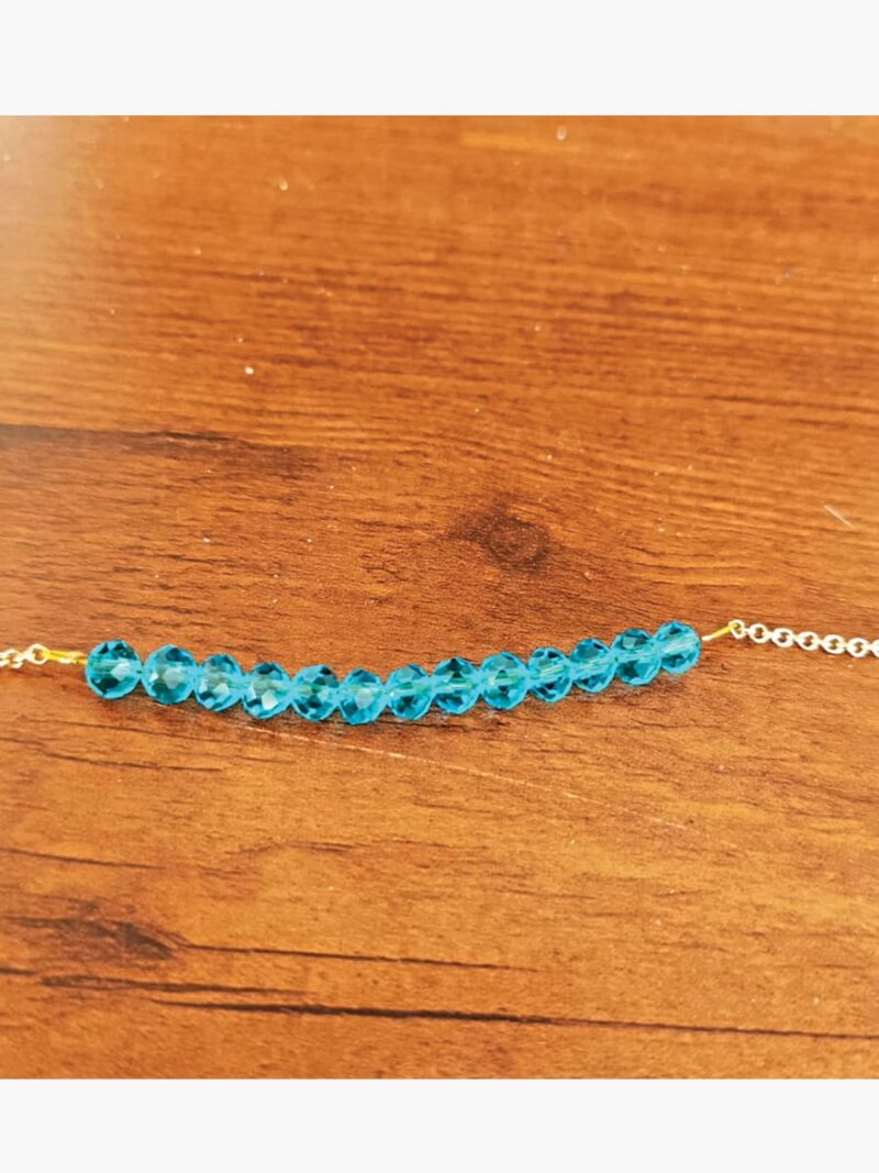 Women's Gold Chain Crystal Bead Bracelet - Sky Blue