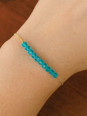 Women's Gold Chain Crystal Bead Bracelet - Sky Blue