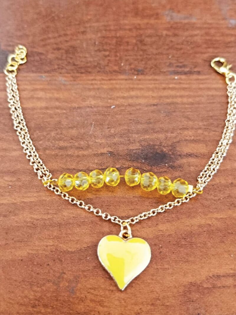 Women's Gold Double Layered Bead Bracelet - Yellow