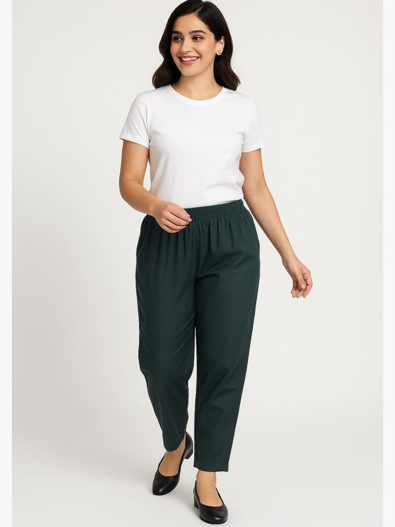 WKP-LIVA-01-GR-4XL-03 Women's Cotton Kurthi Pant - Dark Green