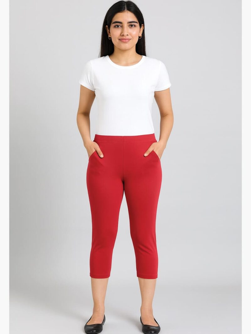 WLG-SYLO-01-MR-XXL-03 Women's Cotton Capri Pant - Maroon