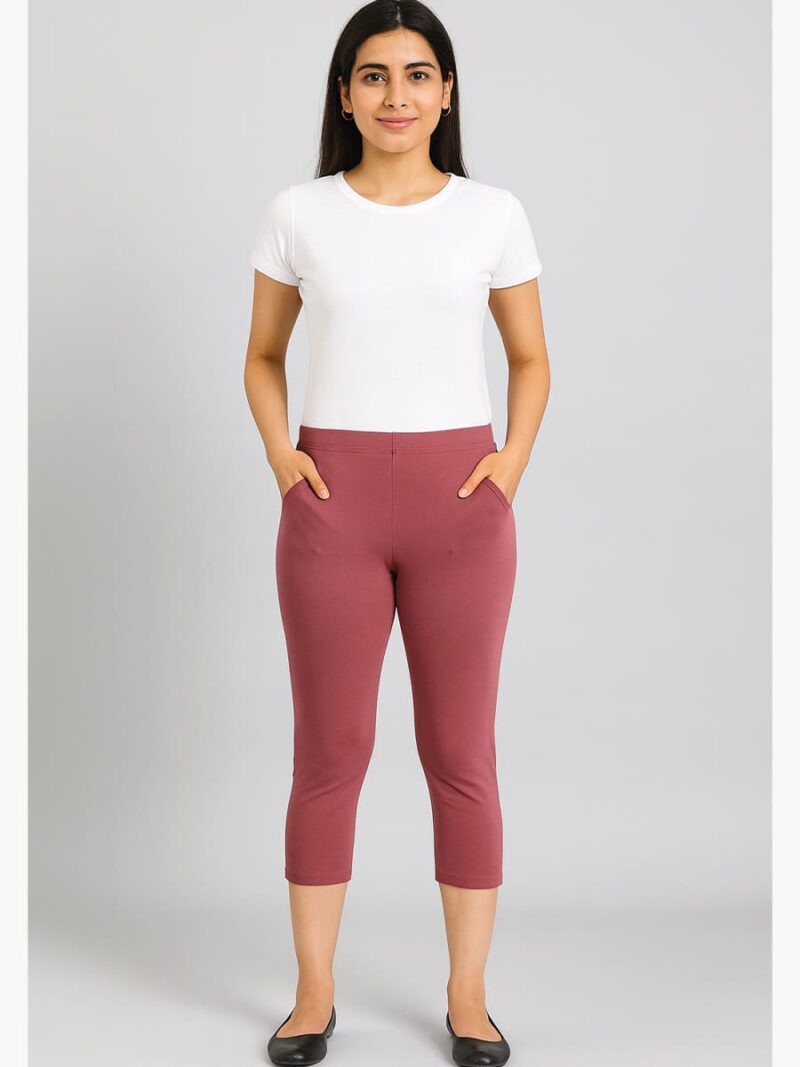WLG-SYLO-01-TC-XL-04 Women's Cotton Capri Pant - Terracotta