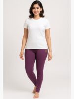 WLG-SYLO-02-BU-XXL-04 Women's Cotton Ankle-Length Leggings - Burgundy
