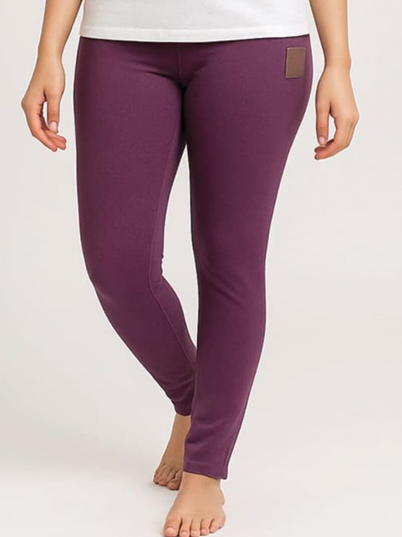 WLG-SYLO-02-BU-XXL-04 (2) Women's Cotton Ankle-Length Leggings - Burgundy