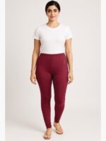 WLG-SYLO-02-MR-XXL-03 Women's Cotton Ankle-Length Leggings - Maroon
