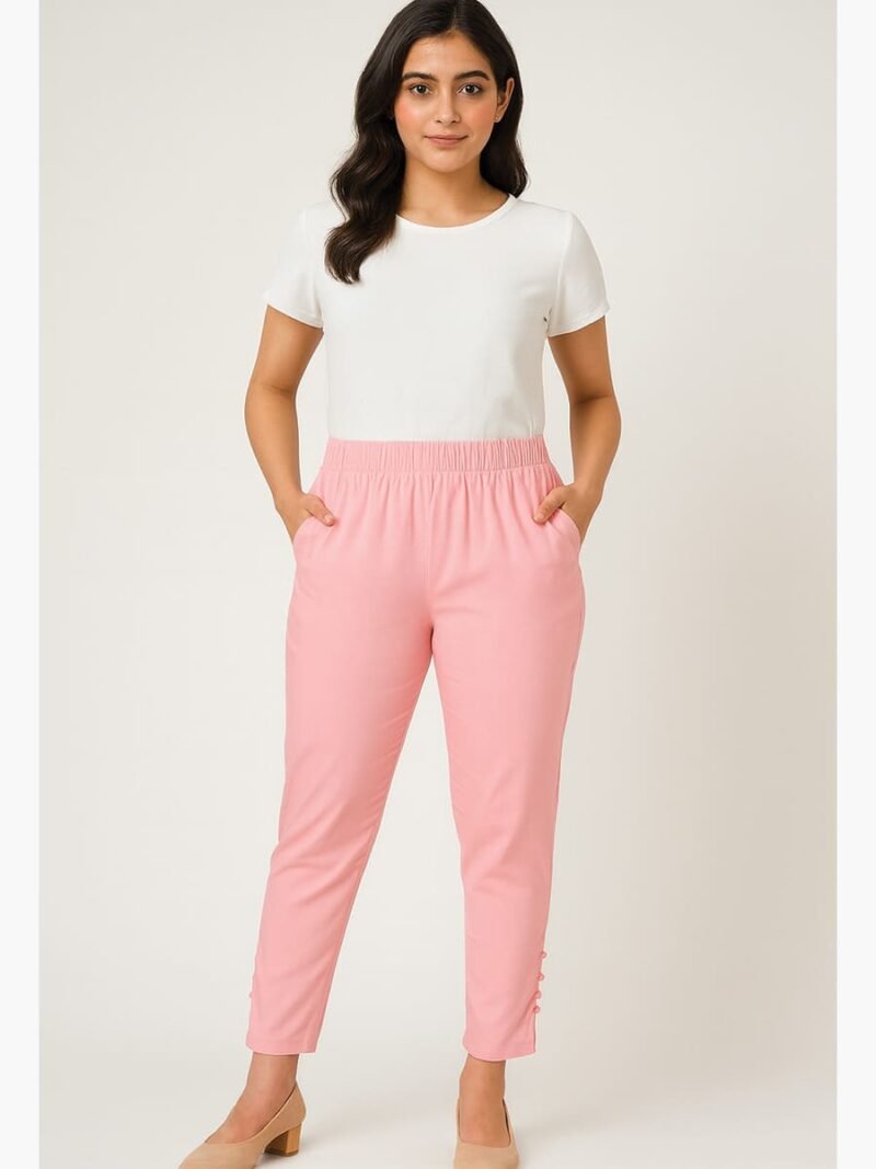 Women's Cotton Slim Fit Pant – Pink