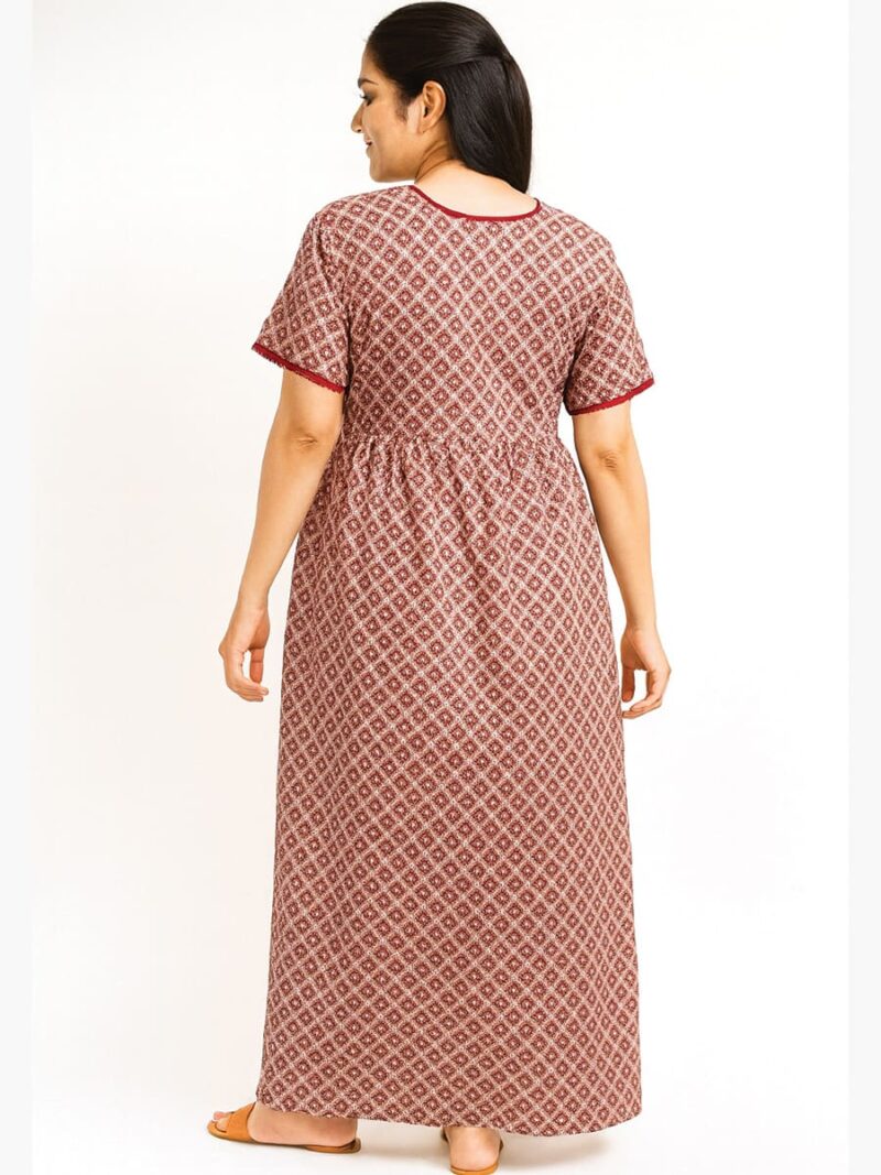 Women’s Cotton Printed Nighty – Brown