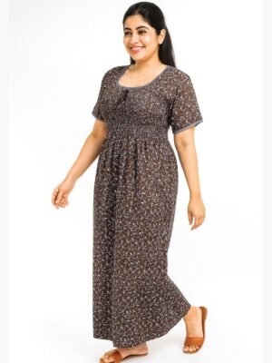 Women’s Cotton Printed Nighty – Coffee