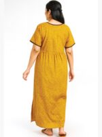 Women’s Cotton Printed Nighty – Mustard Yellow