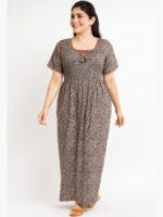WN-BALA-94-OG-XXL-10-F Women’s Cotton Printed Nighty – Olive Green