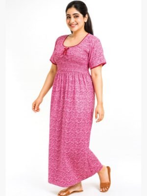Women’s Cotton Printed Nighty – Pink
