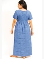 Women’s Cotton Printed Nighty – Royal Blue