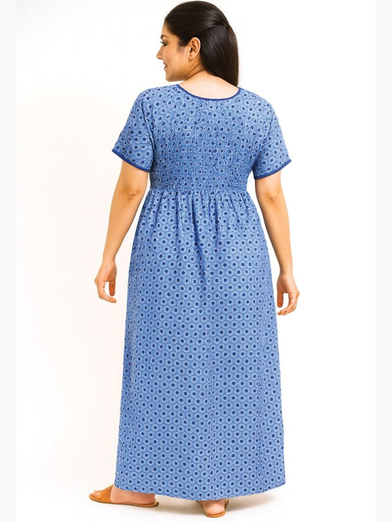 Women’s Cotton Printed Nighty – Royal Blue
