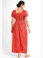WN-TWIN ROSES-95-RD-XL-09-B Women's Cotton Stretchable Nighty - Red