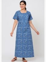 Women’s Cotton Zipper Nighty – Slate Gray