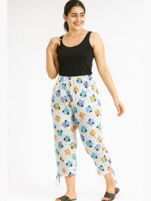 Women’s Cotton Printed Capri – White