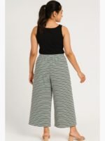 Women's Cotton Striped Culotte Pants - Mint Green