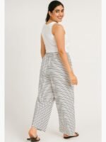 Women's Cotton Striped Culotte Pants - White