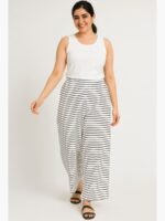 Women's Cotton Striped Culotte Pants - White