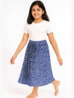 KIDS Printed Midi Skirt – Royal Blue