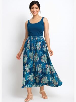 Women’s Polyester Pleated Skirt – Teal