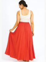 WSK-ANI-04-RD-XL-02-B Women’s Polyester Pleated Skirt – Red