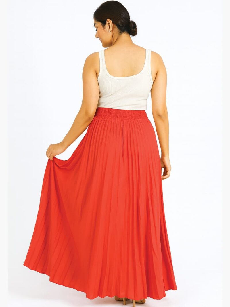 Women’s Polyester Pleated Skirt – Red