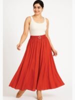 WSK-ANI-04-RD-XL-02-F Women’s Polyester Pleated Skirt – Red