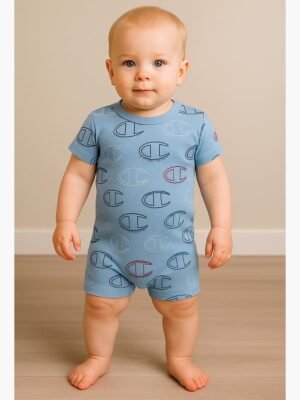BABY Cotton Printed Romper - Blue