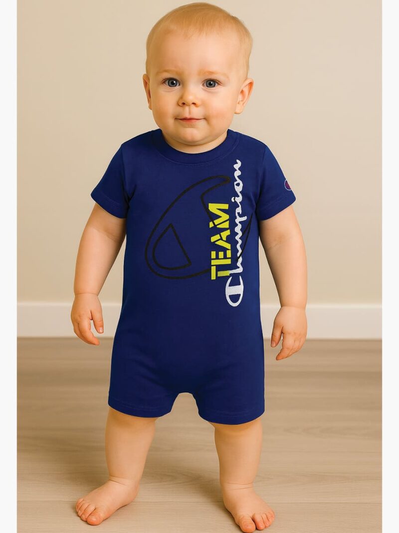 BABY Cotton Printed Romper - Royal Blue