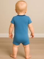 BABY Printed Cotton Romper – Blue