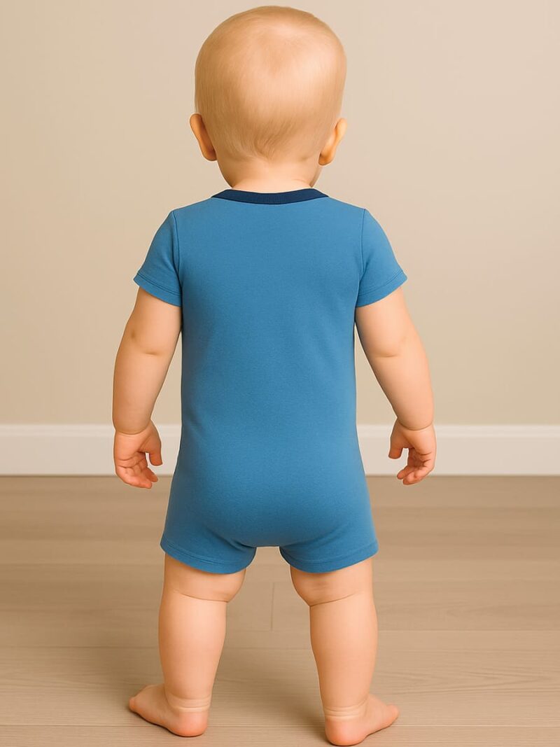 BABY Printed Cotton Romper – Blue