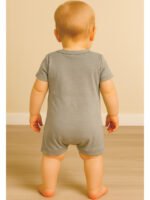 BABY Cotton Printed Romper - Ash Gray