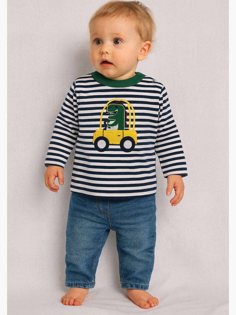 BB-TS-A31045MX-01-NB-12M-001 Baby Cotton Striped Full Sleeve T-Shirt – Navy Blue
