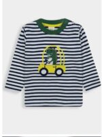 BB-TS-A31045MX-01-NB-12M-001-F Baby Cotton Striped Full Sleeve T-Shirt – Navy Blue