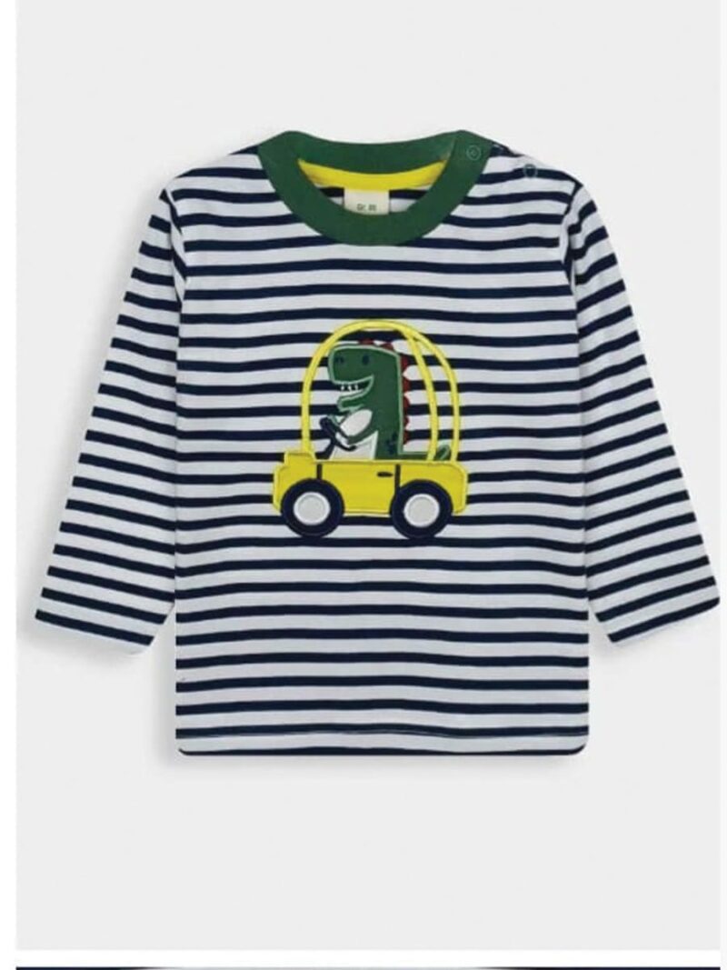 Baby Cotton Striped Full Sleeve T-Shirt – Navy Blue