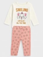 Baby Cotton Full Sleeve Top & Pant Set – White & Peach