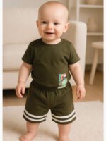 Boys Cotton Shorts 3-Pack - Green , Burgundy ,Gray