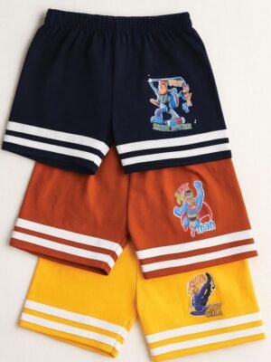 Boys Cotton Shorts 3-Pack - Mustard Yellow, Brown , Navy Blue