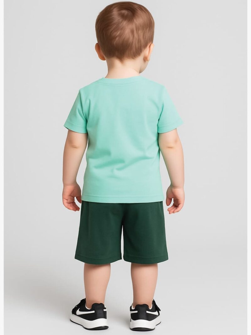 Boys Cotton T-Shirt & Shorts Set – Green & Turquoise