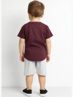 KBT-SET-NJ-01-BU-2-3Y-02-B Boys Cotton T-Shirt and Shorts Set – Burgundy