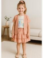 KG-SET-KITTY-01-PC-7-8Y-03-T-F KIDS Cotton Layered Skirt Set – Peach