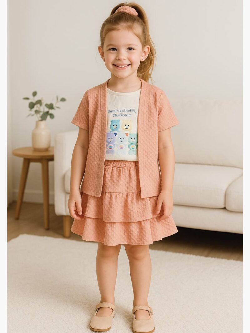 KG-SET-KITTY-01-PC-7-8Y-03-T-F KIDS Cotton Layered Skirt Set – Peach
