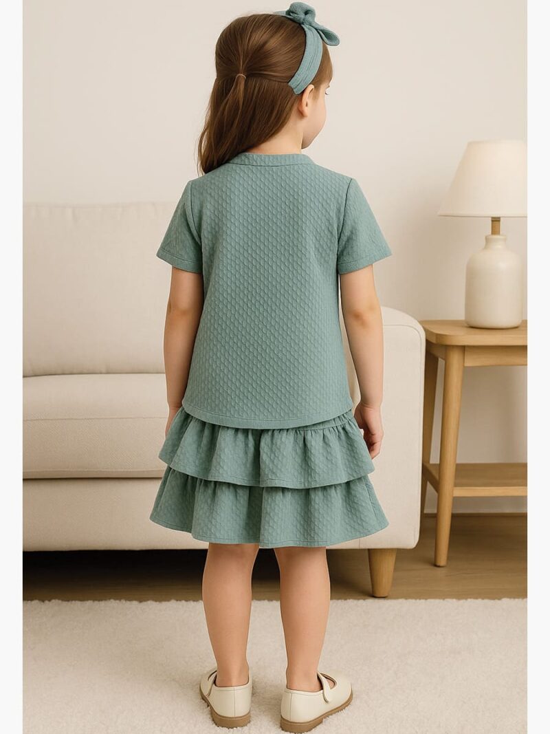 KIDS Cotton Layered Skirt Set –Slate Gray