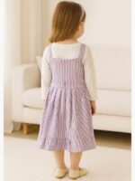 KIDS Cotton Striped Frock – Mauve