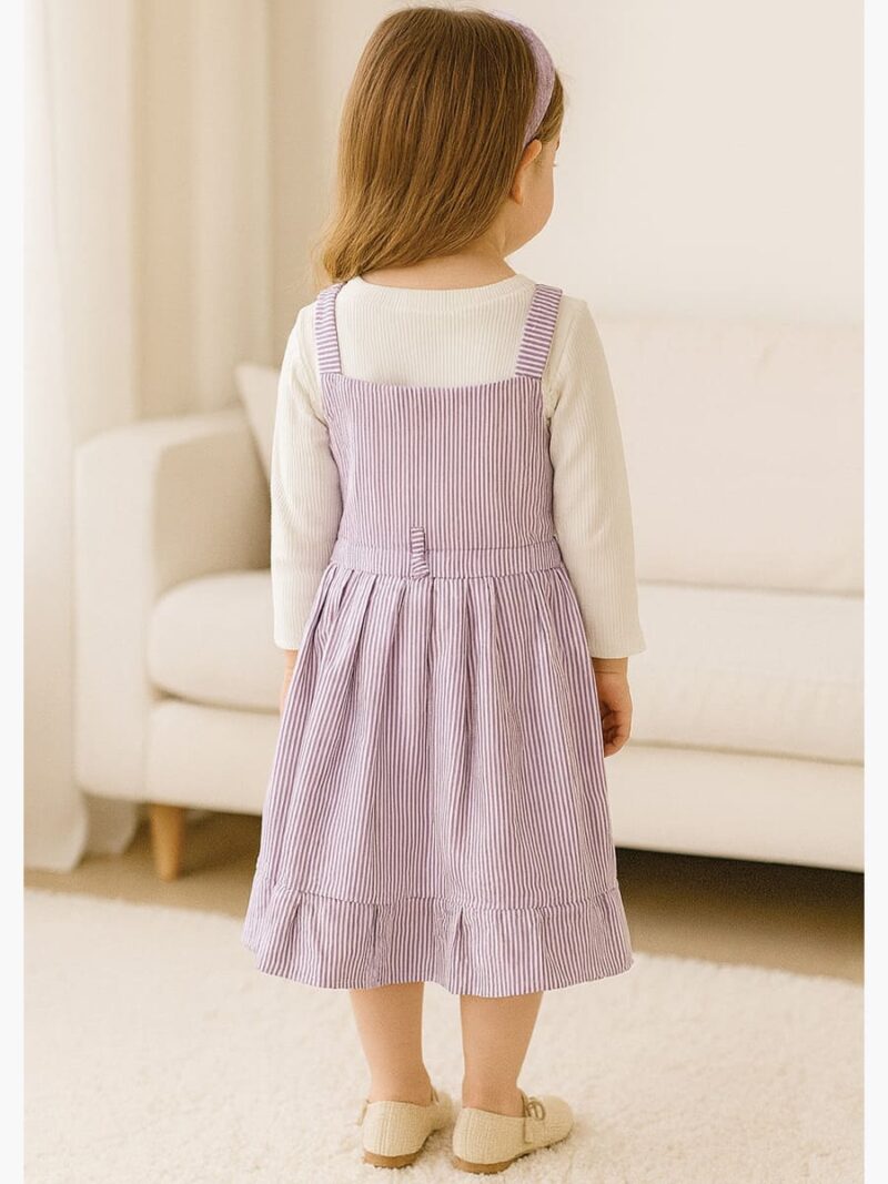 KIDS Cotton Striped Frock – Mauve