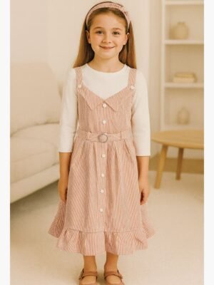 KIDS Cotton Striped Frock – Pink