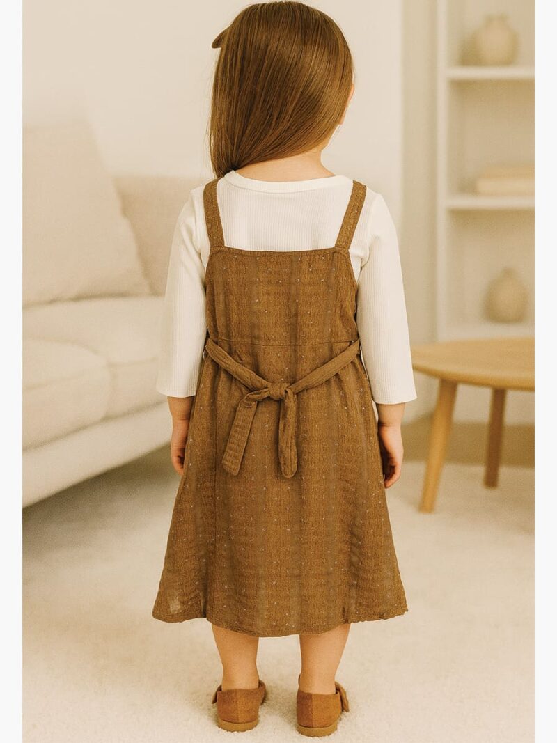KIDS Cotton Striped Frock – Brown